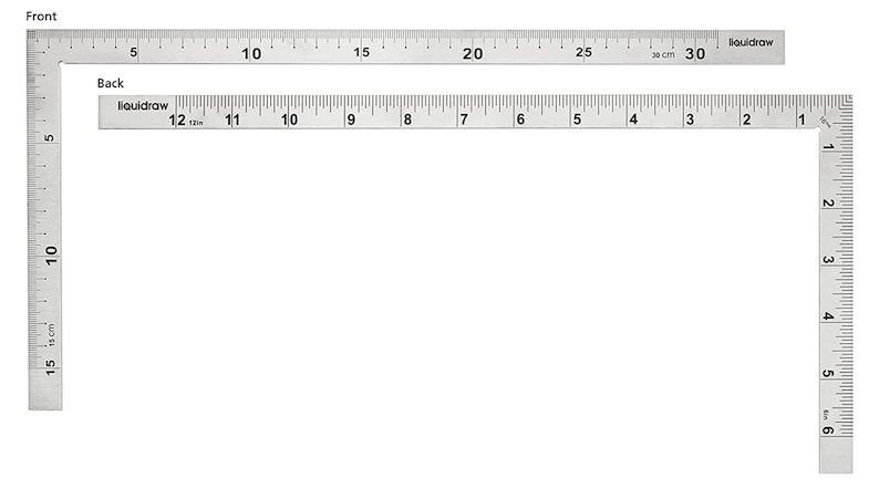 Liquidraw 150 x 300 mm In acciaio inossidabile A forma di L Righello in metallo ad angolo retto a doppia faccia, misurazione imperiale per ingegneri e architetti immagine 2