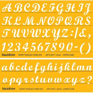 Plantillas de letras para manualidades Plantilla de dibujo de dibujo de números de alfabeto en inglés (combinación de mayúsculas y minúsculas) (15 mm / 20 mm / 25 mm)