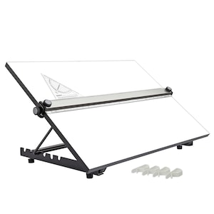 Liquidraw A2 Zeichenbrett Parallel Bewegung, Tischmodell mit 5 Einstellbaren Arbeitswinkeln, Inklusive Zeichenbrett Clips & Set Winkel