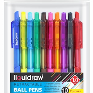 Intrekbare balpennen set van 10 verschillende kleuren veelkleurige balpennen medium punt 1,0 mm balpen veelkleurige pennenset voor school