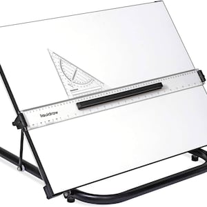 Liquidraw A3 Zeichenbrett Parallel Bewegung, Tischmodell mit 5 Einstellbaren Arbeitswinkeln, Inklusive Zeichenbrett Clips & Set Winkel