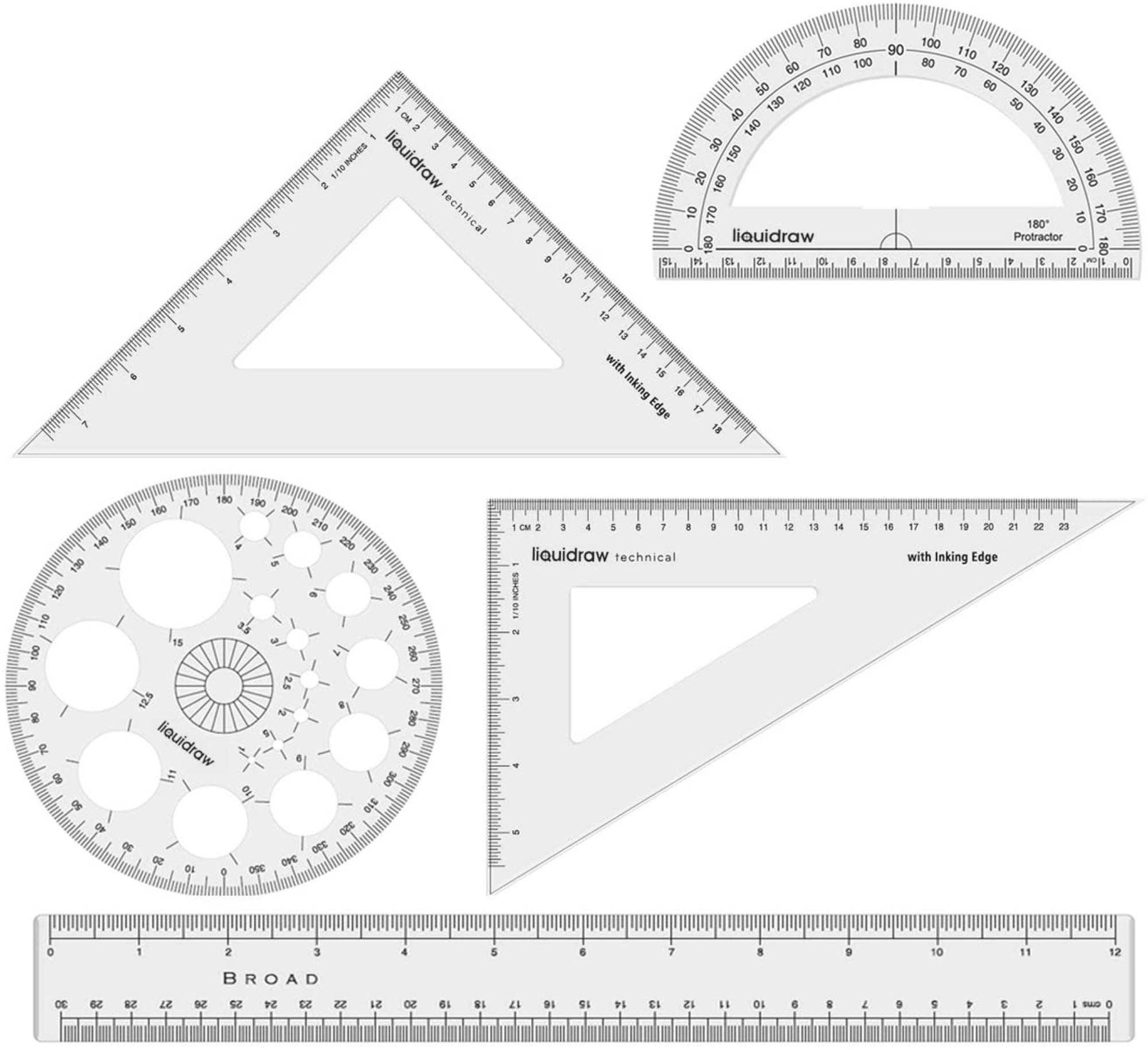 Ruler Set Square Drawing Protractor Professional Drafting Kit