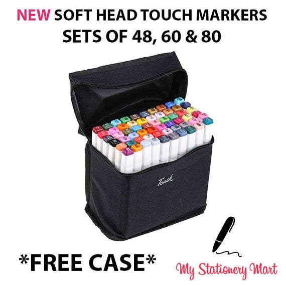 48 Colors Dual Tips Permanent Marker Pens Art Markers Set with Storage Box