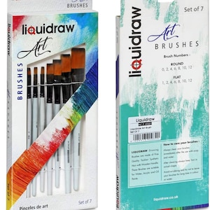 Liquidraw Paint Brushes Set Art Brushes For Acrylic, Oil & Watercolour Painting Palette Professional Artist Quality (Flat)
