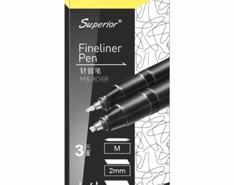 Drawing Pens Set Black Fineliner Pens Set Of 3 Waterproof pens Including Brush Pen For Artists, Technical Drawing, Handwriting, Calligraphy,