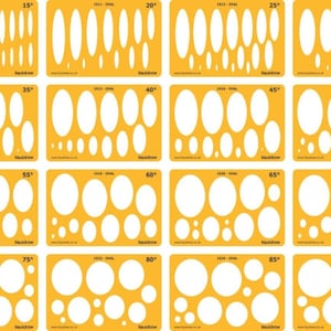 Liquidraw Set van 16 Sieraden Ontwerp Sjablonen Stencil, Sieraden Maken Sjabloon Stencils - Ovale Sjabloon Vormen in Verschillende Maten