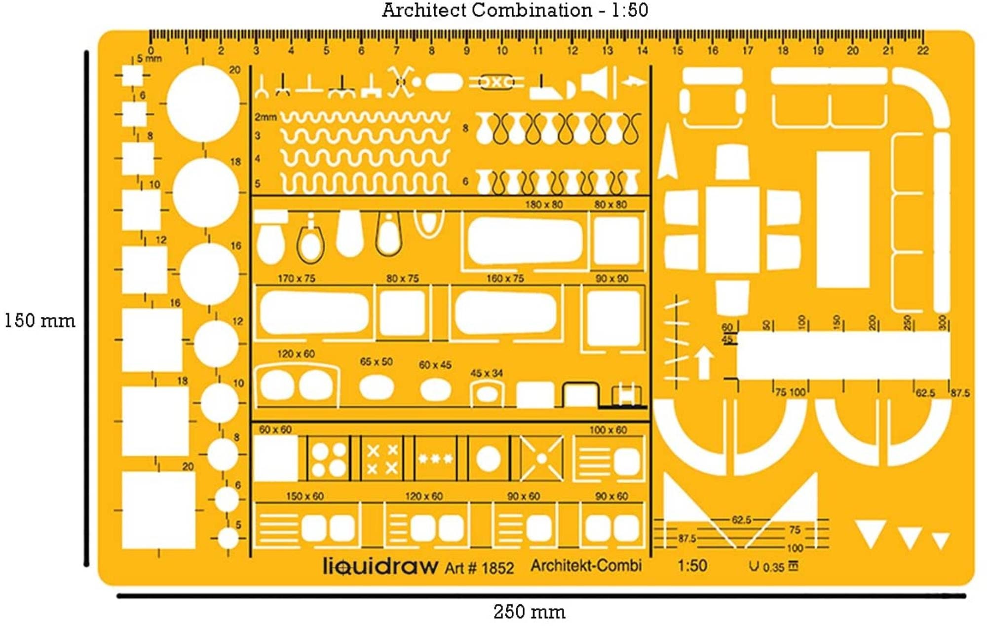 Koh-I-Noor 074921 Architekten-Schablone – Für Technische Zeichnungen Im Maßstab 1:50