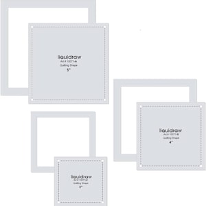 Liquidraw Quilting Templates & Rulers for Patchwork Acrylic Stencils Set of 3 Hexagon, Hearts, Square (Square Set of 3)
