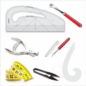 Liquidraw-patroonmaker naailiniaal rondingen Fashion design linialen Set van 7 voor kleermakerij Inclusief patrooninkepingwiel