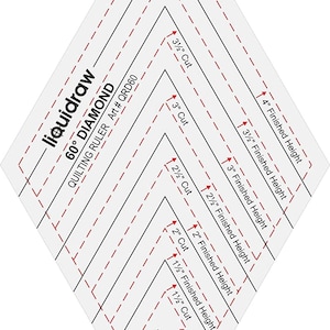 Liquidraw Diamond Shapes 60 Degree Quilting Ruler, Clear Acrylic Template