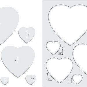 Liquidraw Quilting Templates And Rulers for Patchwork Acrylic Stencils Set Hexagon, Hearts, Square & Circle (Hearts)