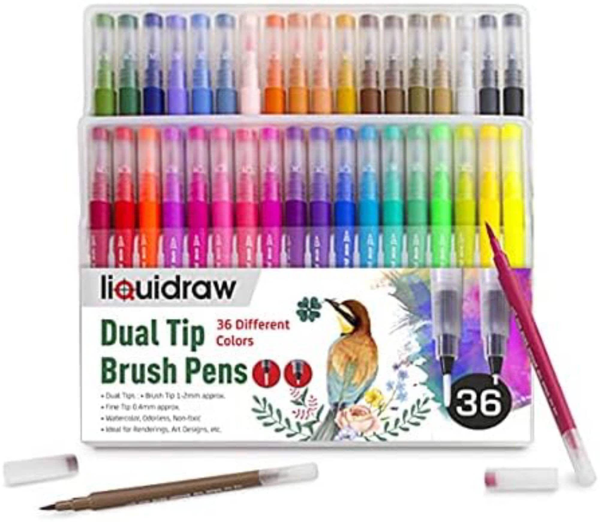 120 Colors Dual Tip Brush Pens, Fine Tip Brush Markers for Adult Coloring  Books Drawing Lettering Calligraphy(120 Colors White)