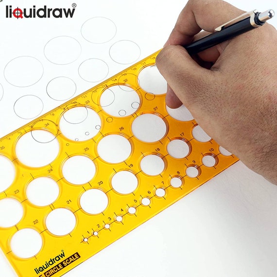 DRAWING STENCILS TEMPLATE WITH CIRCLES, SQUARES HEXAGONS & OVAL SHAPE  STENCIL