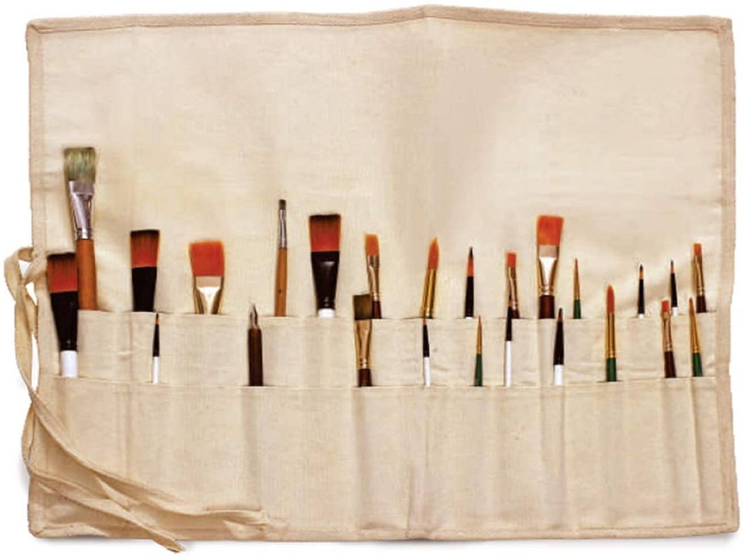 Liquidraw Paint Brush Holder Roll up Natural Canvas Brush Bag Etsy