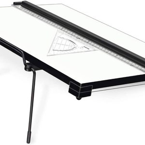 Liquidraw A2 Portable Drawing Board Parallel Motion With Carry Handle, Includes Drawing Board Clips & Set Square, Adjustable, White