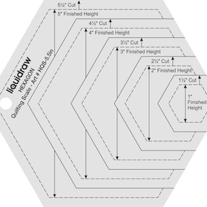 Liquidraw Hexagon Shapes 5.5" Quilting Ruler, Clear Acrylic Template