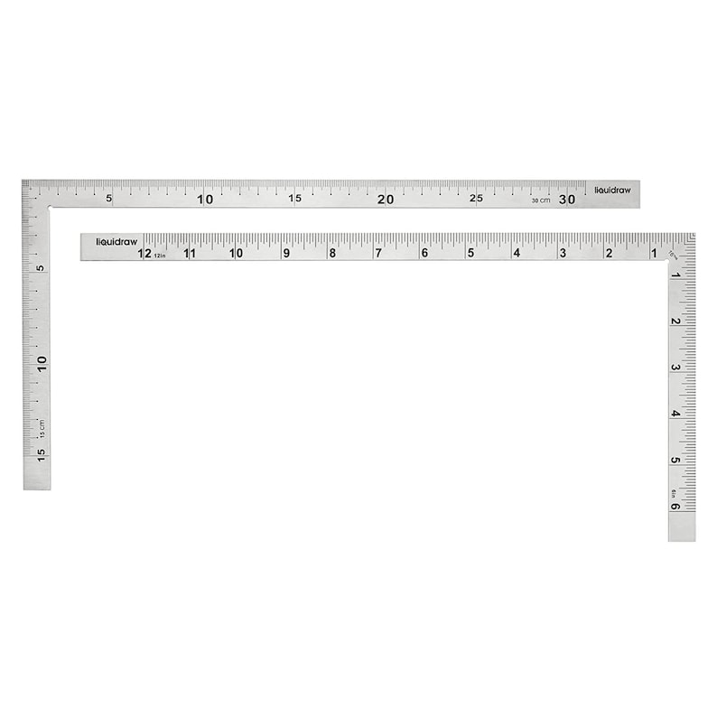 Liquidraw 150 x 300 mm In acciaio inossidabile A forma di L Righello in metallo ad angolo retto a doppia faccia, misurazione imperiale per ingegneri e architetti immagine 1