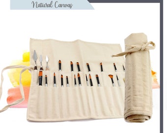 A AIFAMY 30 Pockets Artist Paint Brush Roll Up Bag Holder Canvas Pouch Case (Colorful Leaf)