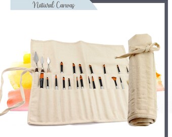 A AIFAMY 30 Pockets Artist Paint Brush Roll Up Bag Holder Canvas Pouch Case (Colorful Leaf)