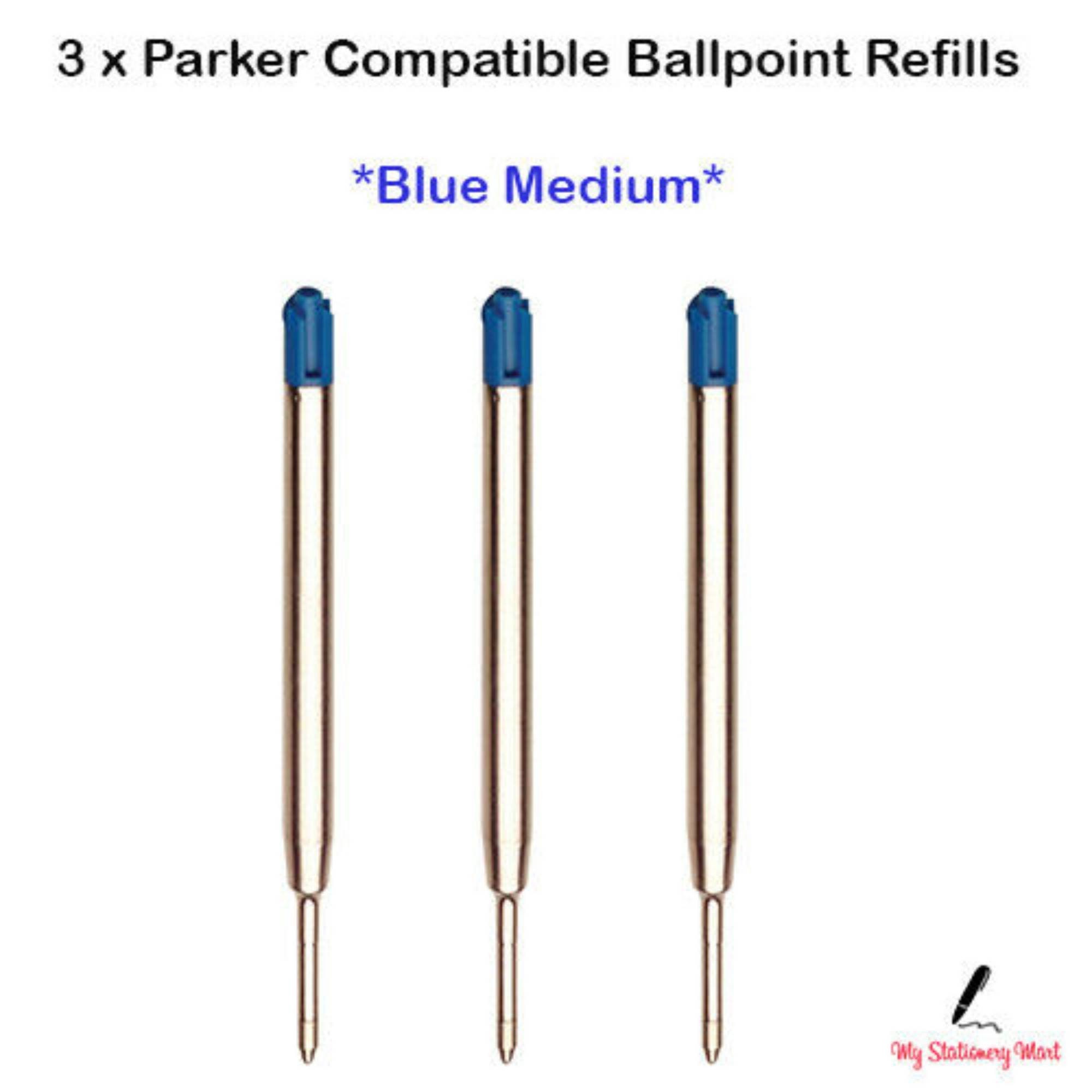 3 x Ricarica a sfera compatibile Parker BLUE Biro Pens Ricarica penna a  sfera media -  Italia