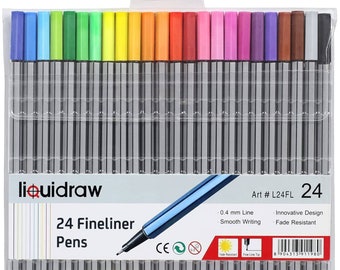 10 COLOURED FINELINERS 0.4MM RAINBOW FINE LINE PENS IN CASE ART