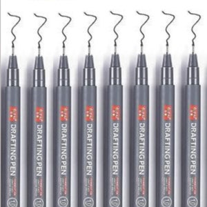 Pak van 8 ZWARTE Fineliners-pennen 1,0 mm Fine Liner Tekening Zwarte pigmentinkt Tekening Technische pennen Schrijven Scrapbooking Schetsen Zwarte pennen