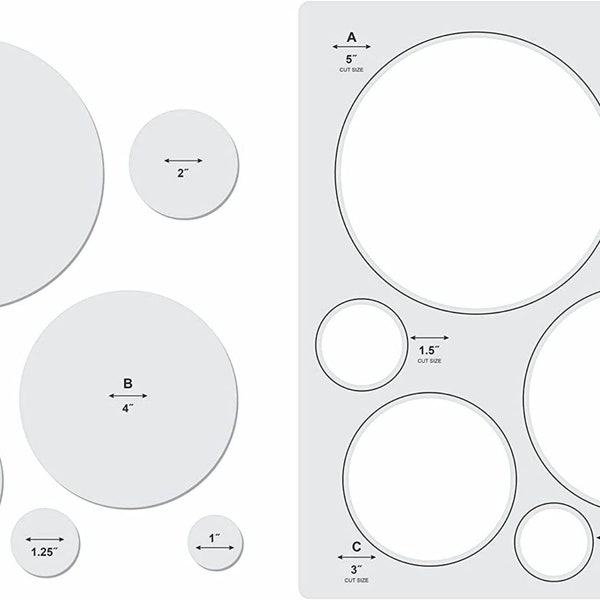 Modèles et règles de courtepointe Liquidraw pour pochoirs en acrylique en patchwork Set Hexagone, Hearts, Square & Circle (Cercle)