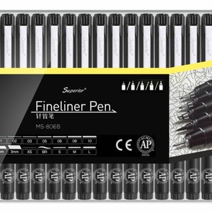 Drawing Pens Set Black Fineliner Pens Set of 16 Waterproof Pens