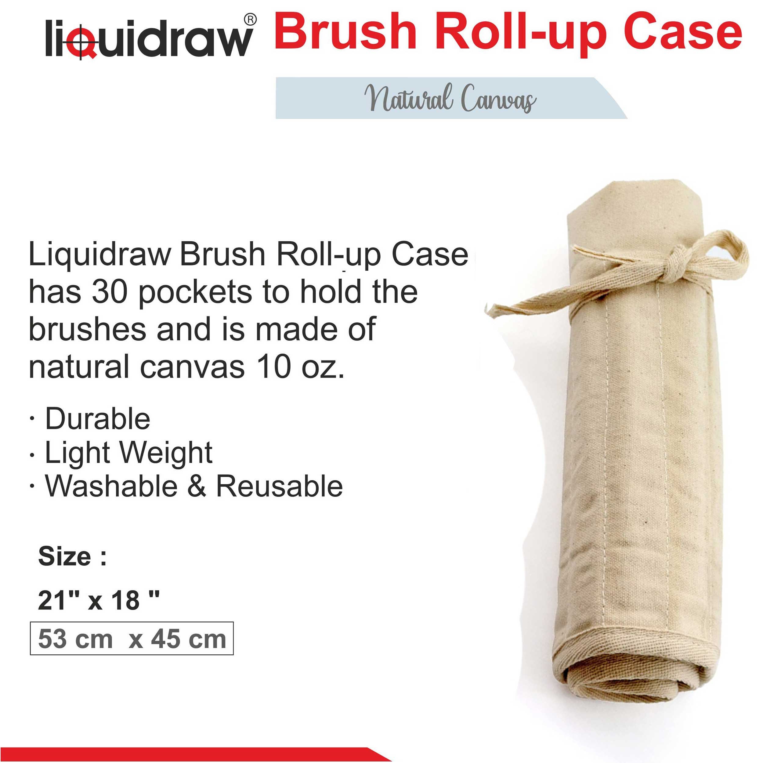 Liquidraw Paint Brush Holder Roll Up Canvas Bag Storage Case 30 Pocket Pouch