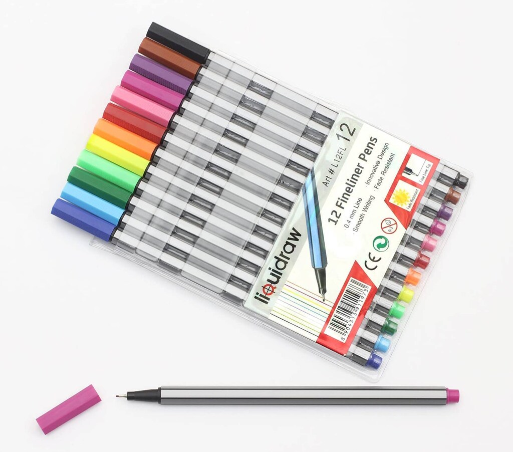 Mr. Pen Penne Fineliner 12 Colori: Punta Fine 0.4 Mm Per Disegno, Diario E Ufficio