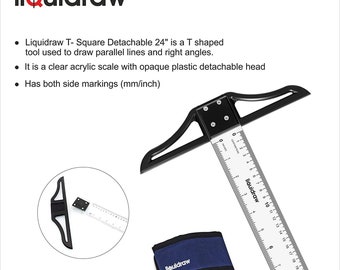 Liquidraw T Square Ruler 60cm 24" Wooden T-Square Shape Drawing - View #7
