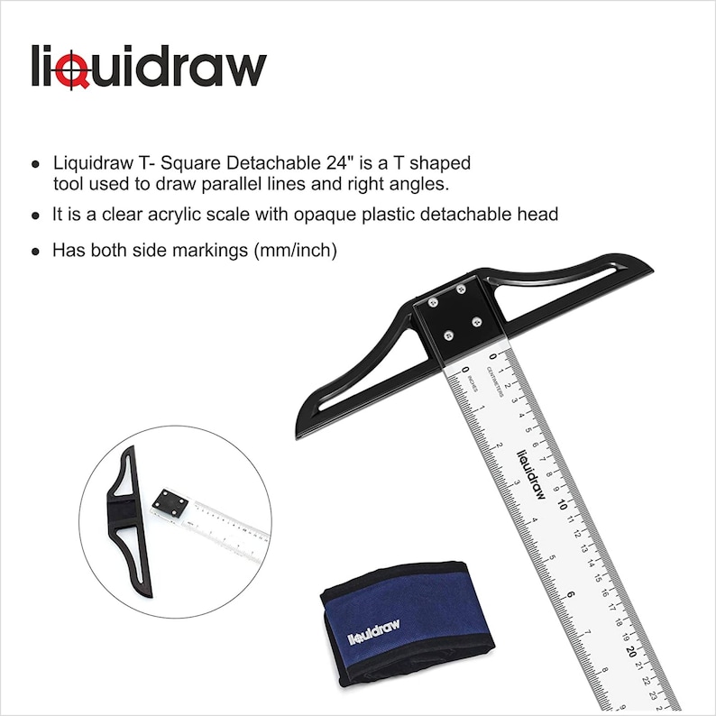 Liquidraw T Square Ruler 60cm 24 Inches Acrylic T-square Shape Ruler ...