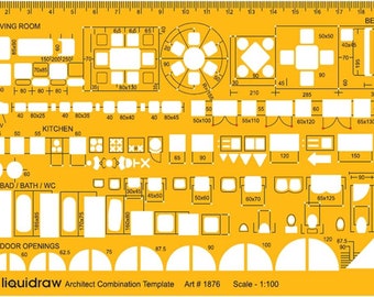 Liquidraw 1: 100 Architektur-Skala Zeichnung Vorlage Schablone, Architektur Möbel Design Symbol für Haus Innen Grundriss