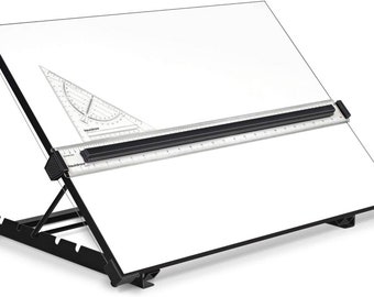 Liquidraw A3 Drawing Board Parallel Motion, Table Model with 5 Adjustable Working Angles, Includes Drawing Board Clips & Set Square