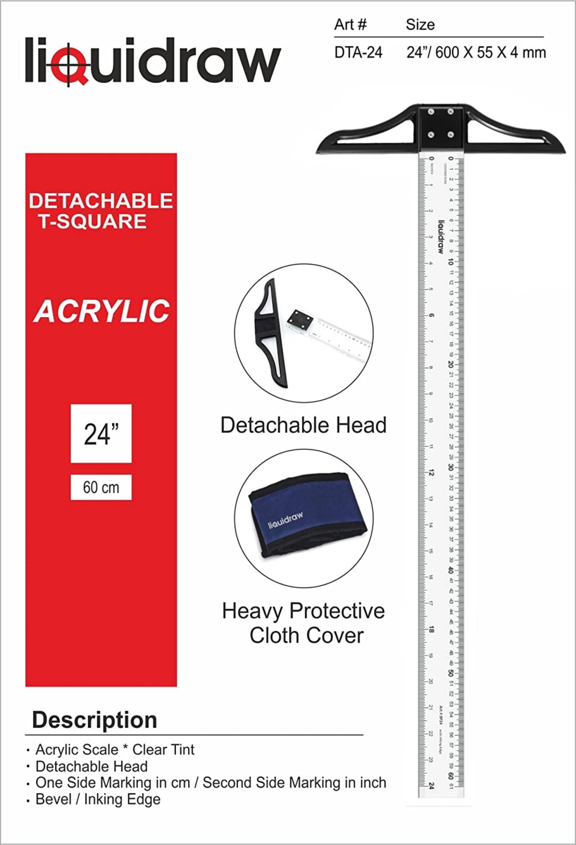 APEX Plastic Metric Double Side T Square Ruler (45cm,18 inch / 60 cm,24 inch)