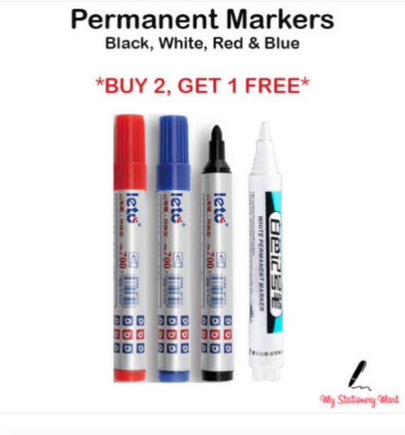 Permanent Marker Pens Fine Point Bullet Tip Black WHITE Red Blue Waterproof  Pen