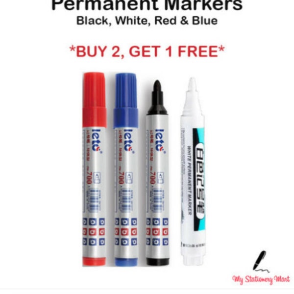 Permanent Marker Pens Fine Point Bullet Tip Black WHITE Red Blue Waterproof Pen