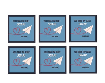 Kids Classroom Airplane Valentines, Paper Airplane Valentines, Classroom Valentines for Boys