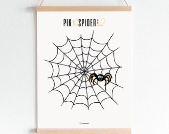 Halloween Party Sign - Pin The Spider on The Web Halloween Games For Kids, Halloween Games For Kids, Halloween Game Printable, DIY