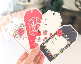 Holiday Gift Tag Set, Christmas Gift Tags, Merry Christmas Tags, Hang Tags, Christmas Favor Tag, Holiday Gift Label, Gift Wrap Tags