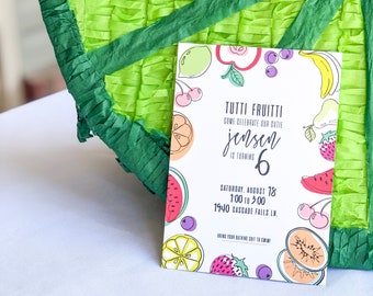 Fruit Birthday Party Invitation, Twotti Frutti 2nd Birthday Party Invitation, Fruit Themed Birthday, Summer Party Invite, Watermelon Party