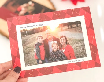 Tartan Christmas Photo Card, Plaid Christmas Holiday Photo Card, Custom Holiday Card, Family Photo Card, Plaid Card