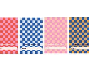 Gender Neutral Classroom Valentines, Boys Class Valentines, Checkered Heart Valentines, Kids Valentines, Modern Class Valentine