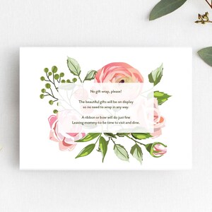Blush roze bloemenboek aanvraagkaarten, blozen & gouden bloemenboeken voor babymeisje, baby shower boekenkaart, douchekaart weergeven, babyboekkaart