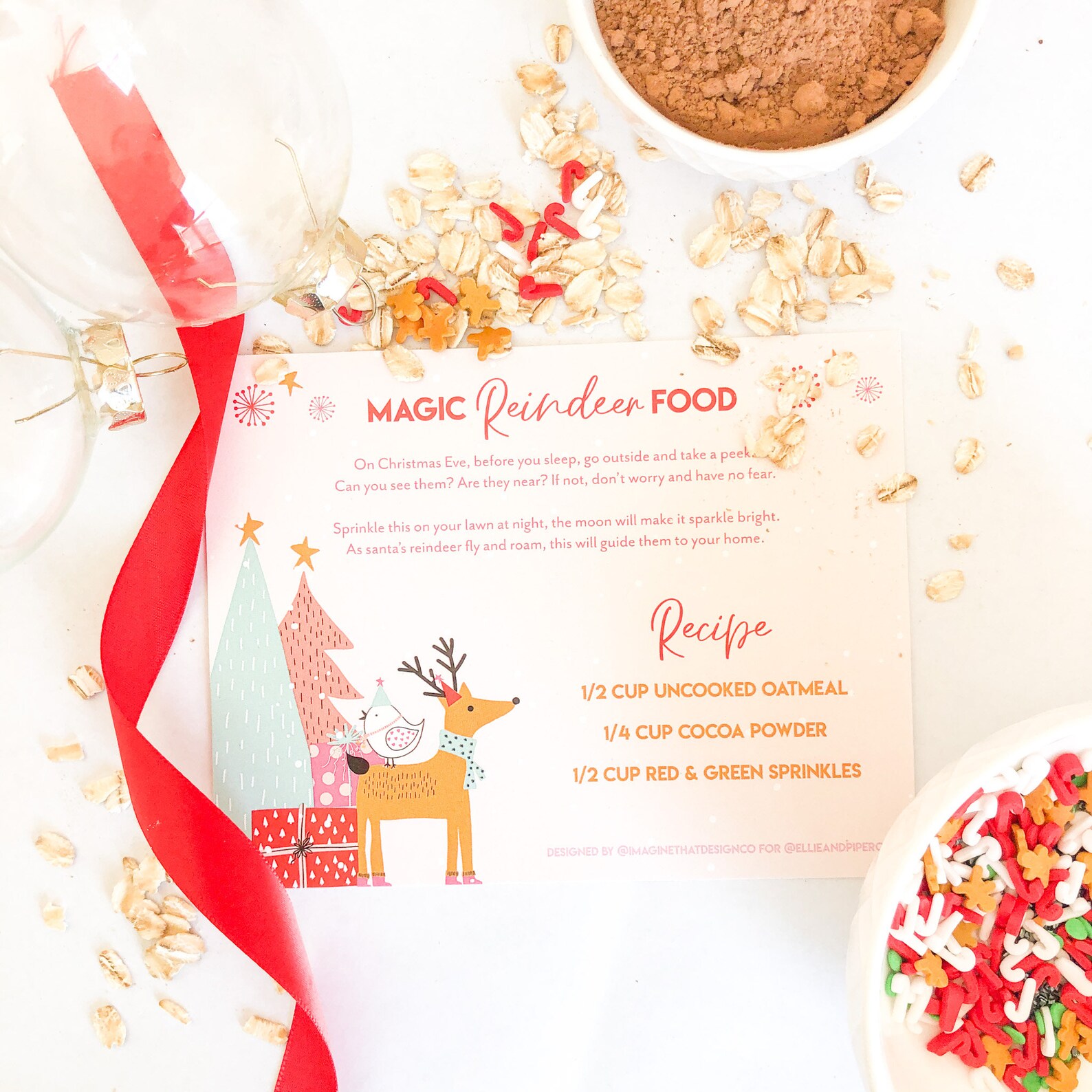 Reindeer Food Recipe Tag Printable Reindeer Food Printable - Etsy