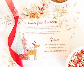 Reindeer Food Recipe Tag Printable, Reindeer Food Printable Bag Toppers, Christmas Party Bag Labels, Printable Christmas Reindeer Food Label