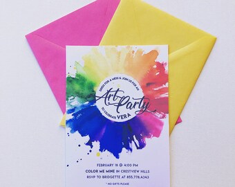 Painting Party Invitation, Art Party Invitation, Art Birthday Party Invitation, Art Themed Party, Paint Party Invites, Painting Party