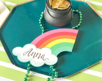 Rainbow Clouds Place Cards, Unicorn Labels, Unicorn Party Decor, Magical Party, Rainbow Party Food Tag, Rainbow Baby Shower