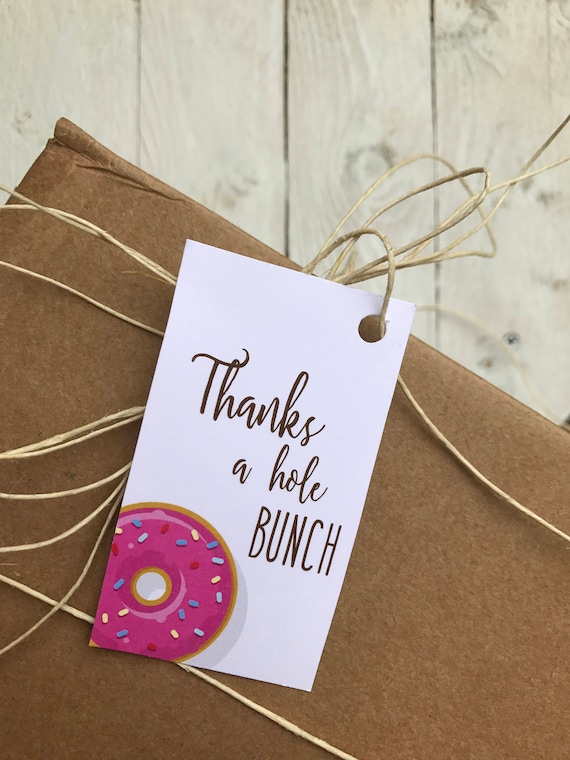 Donut Party Gift Tag Thanks A Hole Bunch Sprinkles Party Gift Tag 
