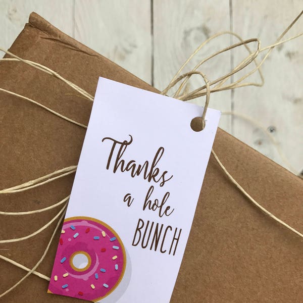 Donut Party Gift Tag, Thanks A Hole Bunch, Sprinkles Party Gift Tag, Party Favor, Instant Download, Printable